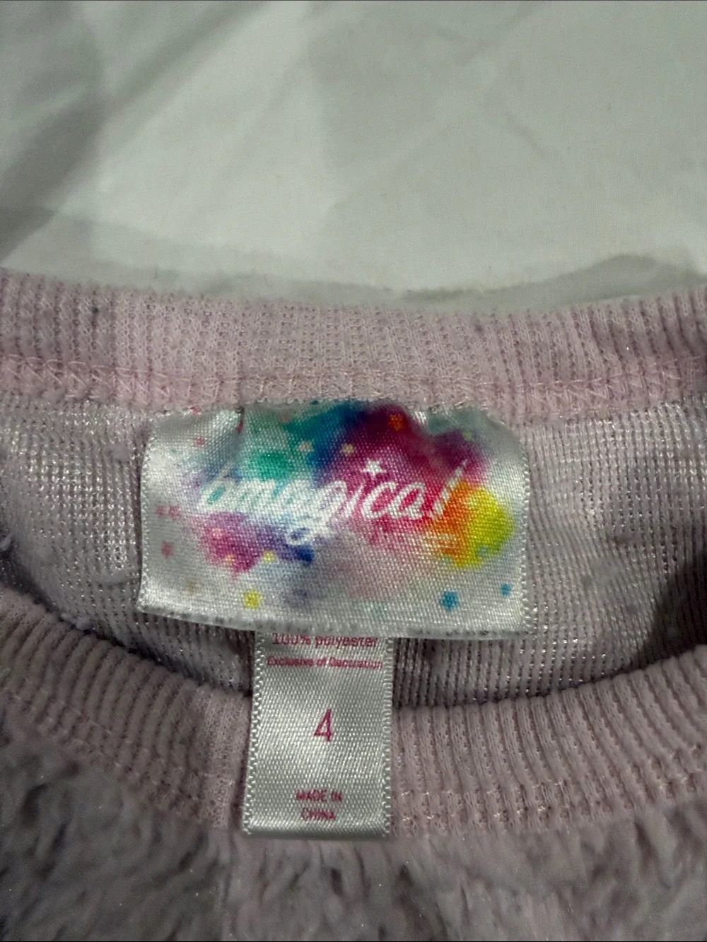 Magic Plush Light Pink Unicorn-Cat Pajama Set with Pastel Rainbow Pants